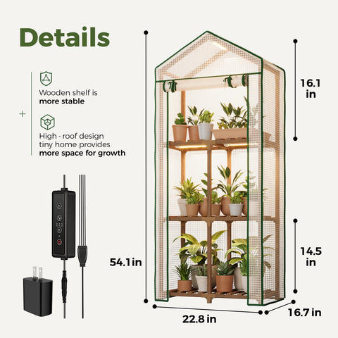 Bamworld mini greenhouse 3-tier shelves maximize space for multiple pots.