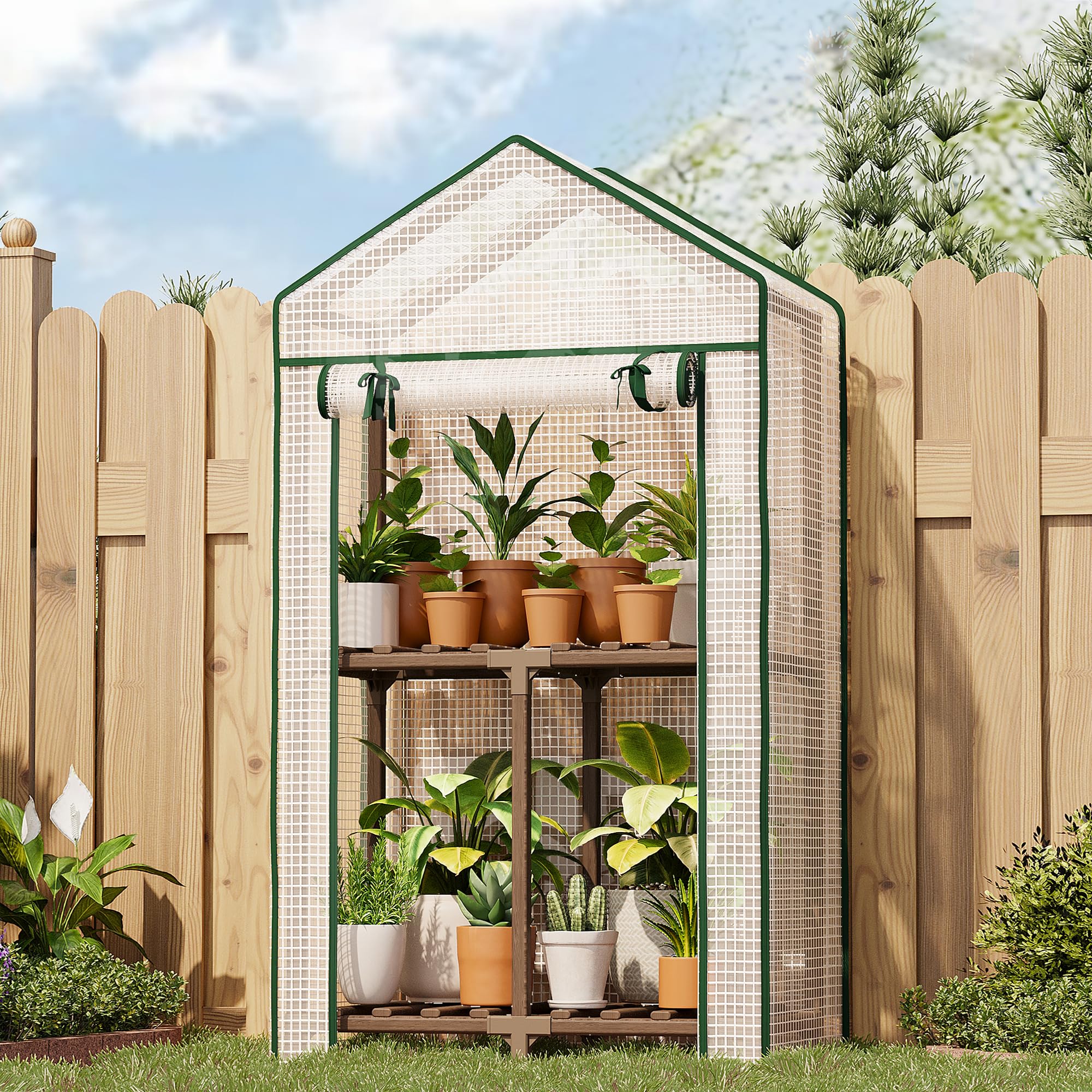 Bamworld Mini Greenhouse eucalyptus-frame shelter for herbs and seedlings
