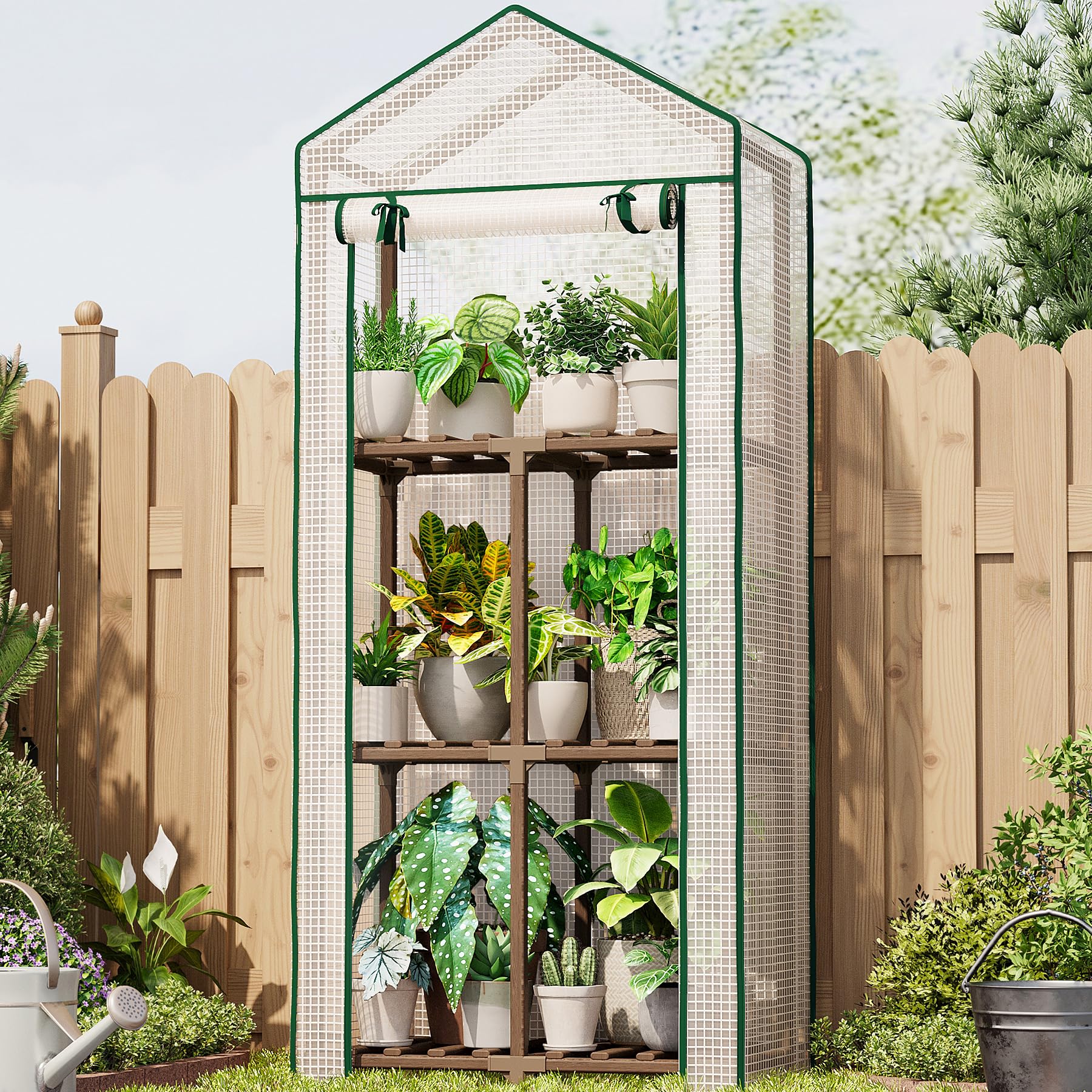 Bamworld mini greenhouse outdoor frame demonstrates sturdy stability for patio gardening setups.