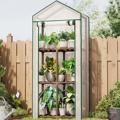 Bamworld mini greenhouse outdoor frame demonstrates sturdy stability for patio gardening setups.