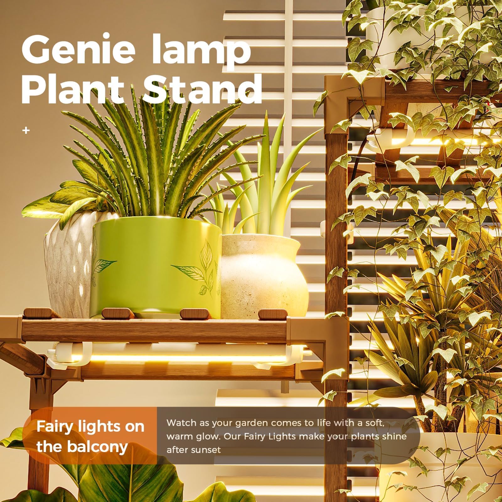 Bamworld multifunctional plant stand in a living room setup for decorative greenery.