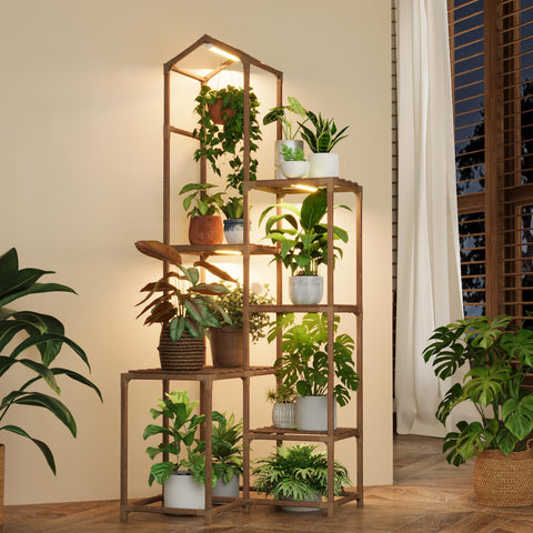 Bamworld patio garden plant shelf blends outdoors with chic decor