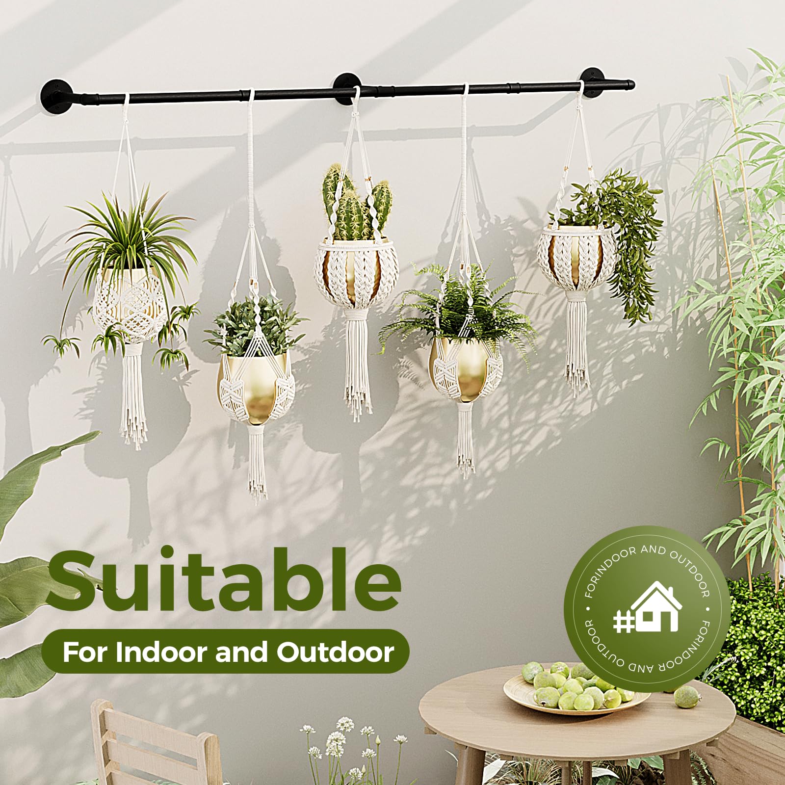 Bamworld plant hanger indoor setup for balcony, kitchen or living room.