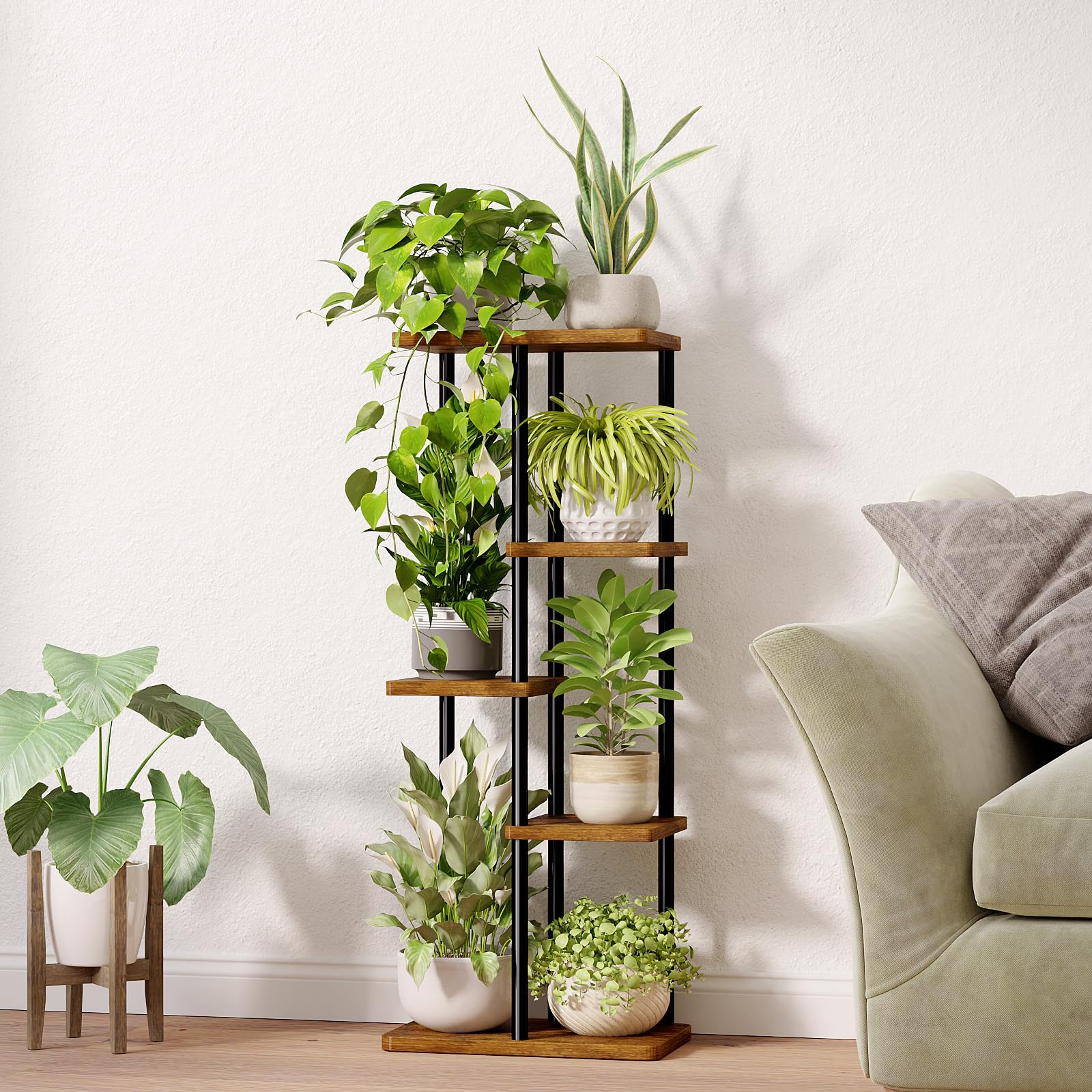 Bamworld 5-tier rack supports flowers and succulents with stable, durable design.