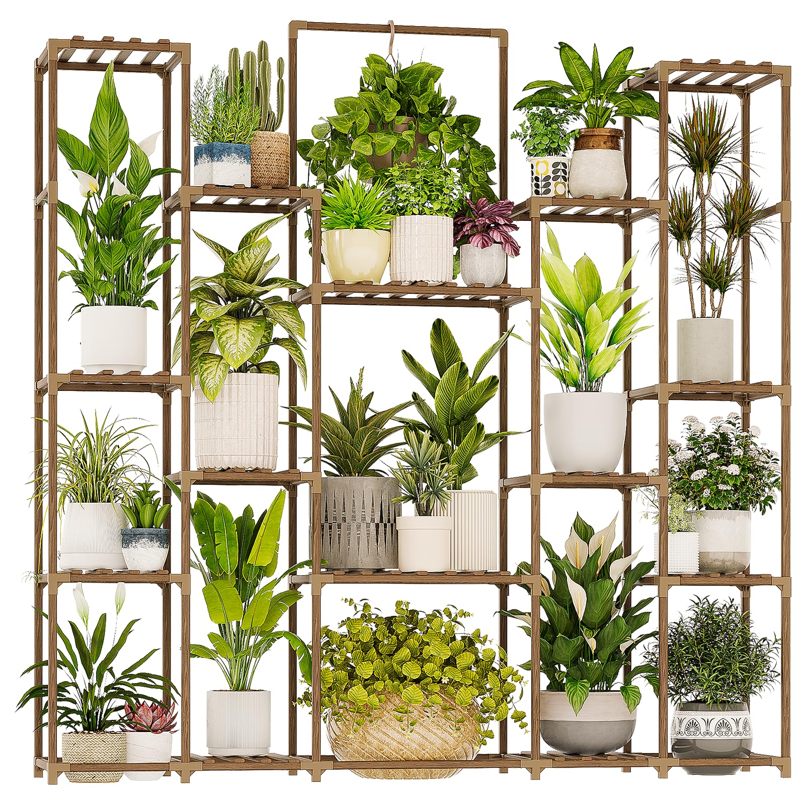 Bamworld plant shelf 17-pots corner display for lush indoor greenery.