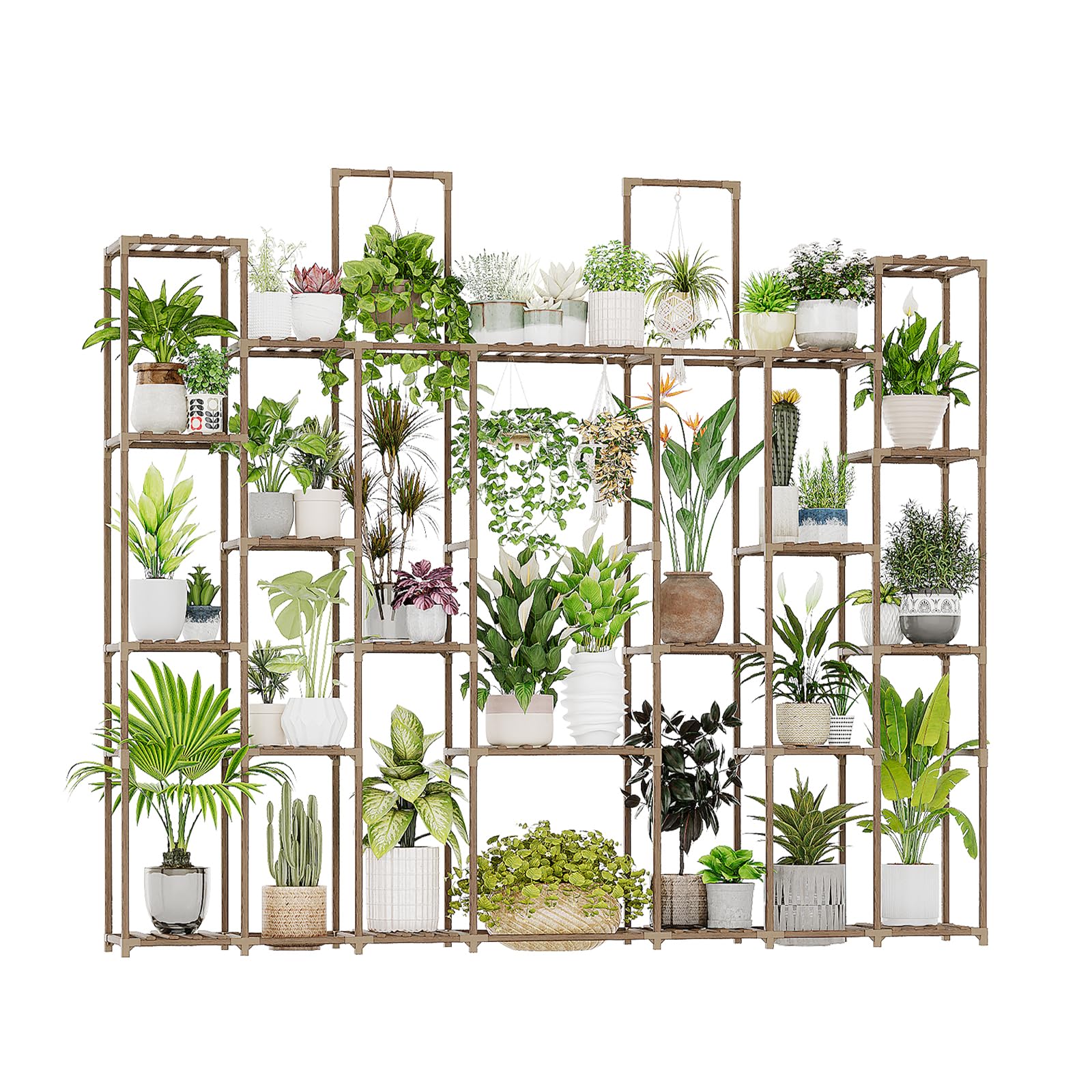 Bamworld plant shelf shows twenty-shelf arrangement for versatile indoor display
