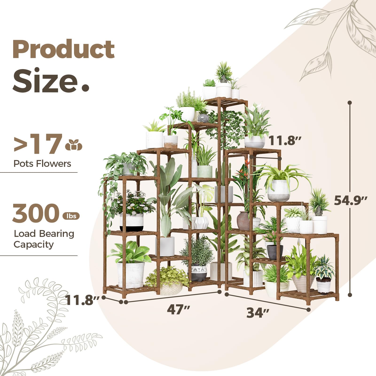 Bamworld plant shelf easy-assembly guides simplify setup.