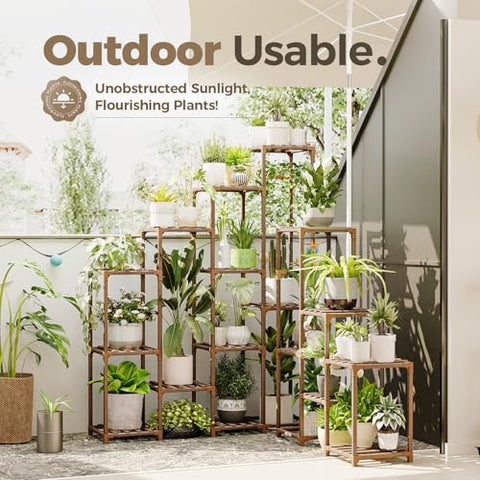 Bamworld plant shelf premium carbonized wood ensures durable moisture resistance.