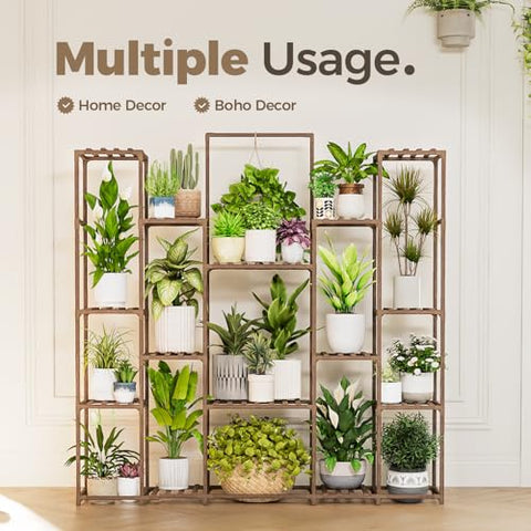 Bamworld plant shelf upgraded wide shelves for two to three pots per tier.