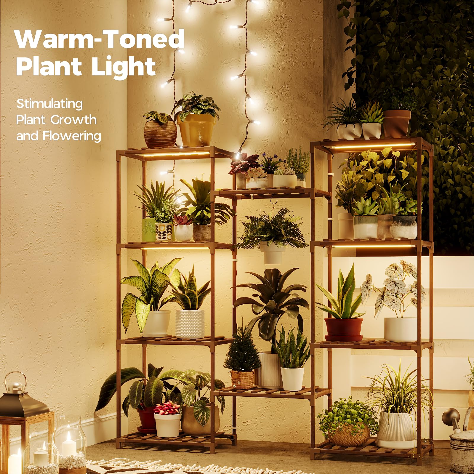 Bamworld plant stand with 10 shelves supports 11–25 pots.