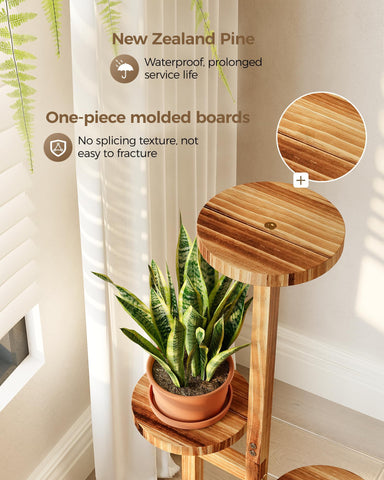 Bamworld four-tier plant stand side view highlights sturdy construction.