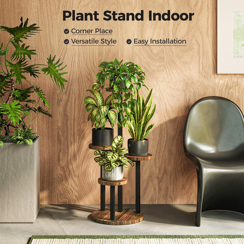 Bamworld plant stand in living room showcasing greenery and style