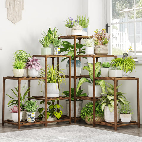 Bamworld plant stand combo corner assembly shows space-saving indoor storage
