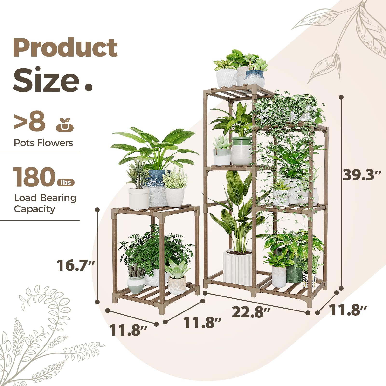 Bamworld plant stand in living room adds warmth and order.