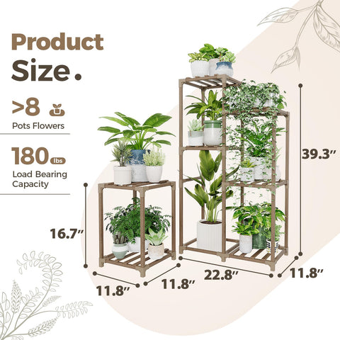 Bamworld plant stand in living room adds warmth and order.