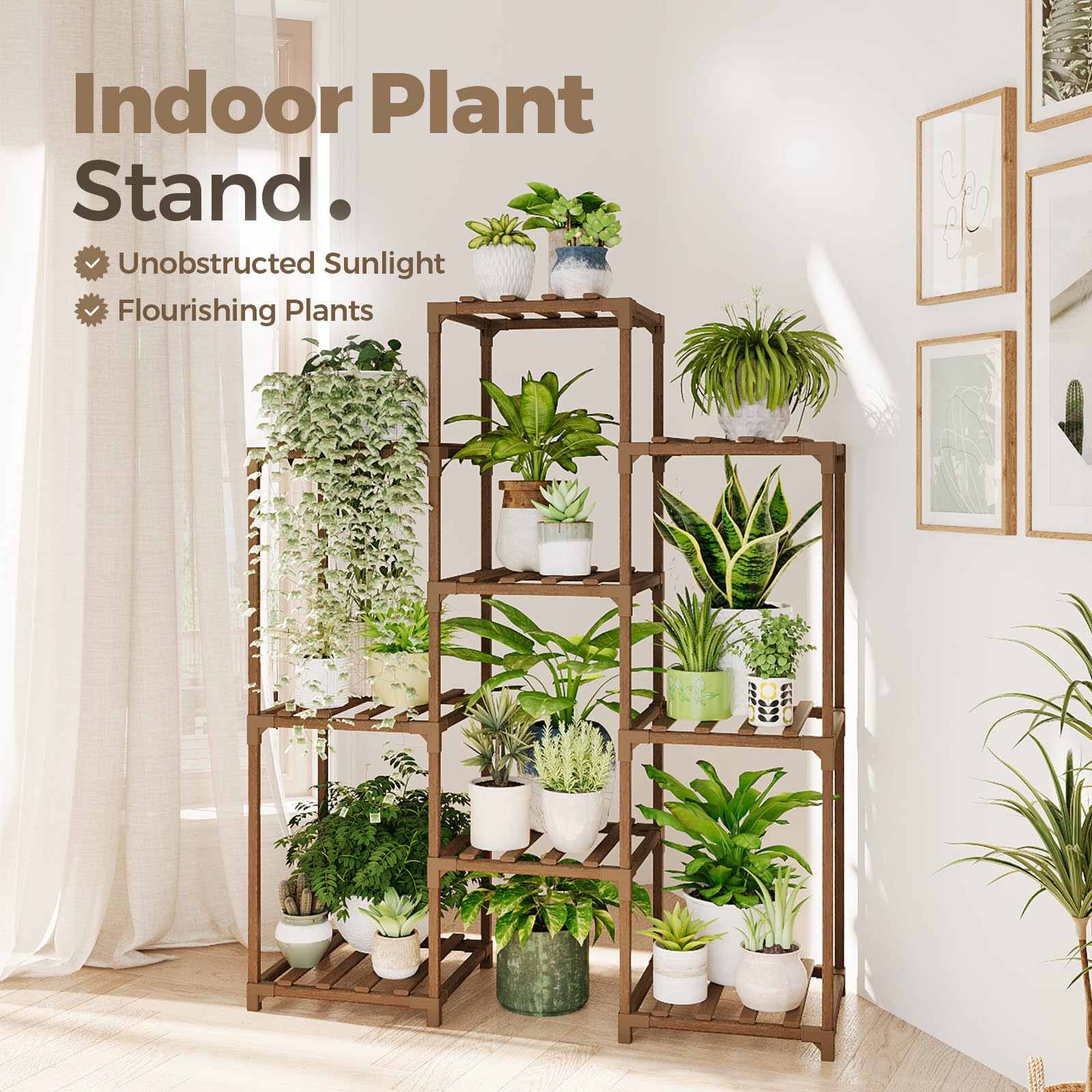 Bamworld plant stand living room display keeps indoor plants neatly arranged
