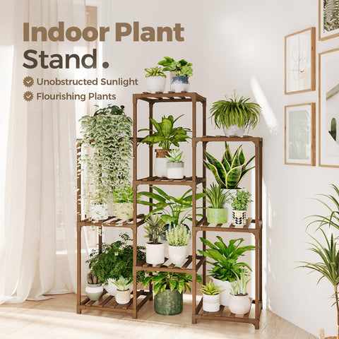 Bamworld plant stand living room display keeps indoor plants neatly arranged