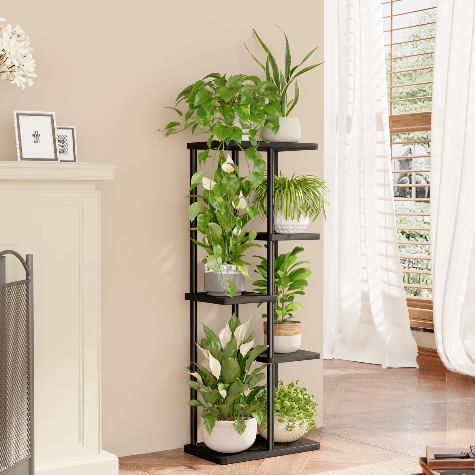 Bamworld plant stand sturdy metal frame supports pots with stability.