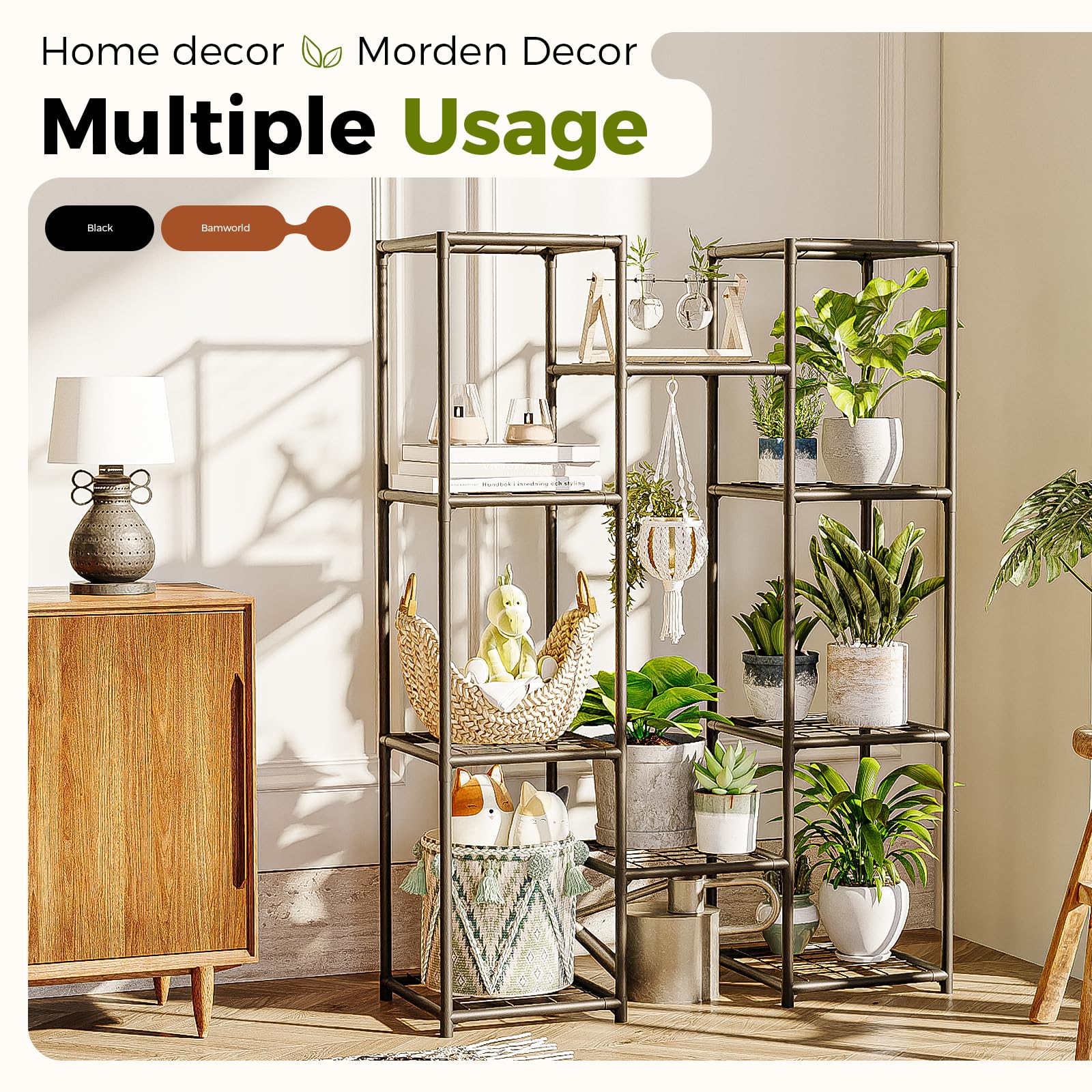 Bamworld waterproof outdoor plant stand suitable for balcony or patio.