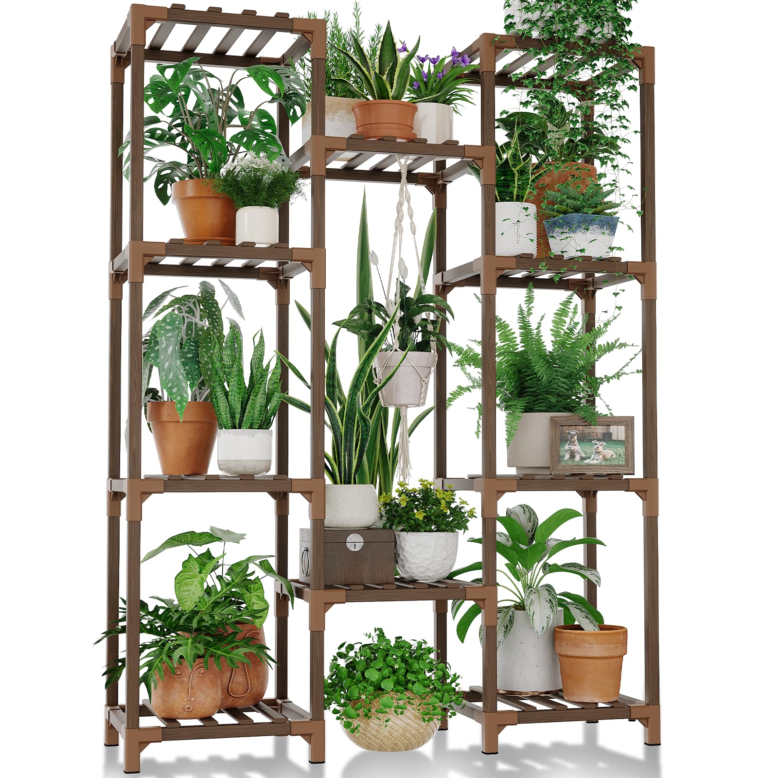 Bamworld Plant Table with ten shelves for versatile indoor display