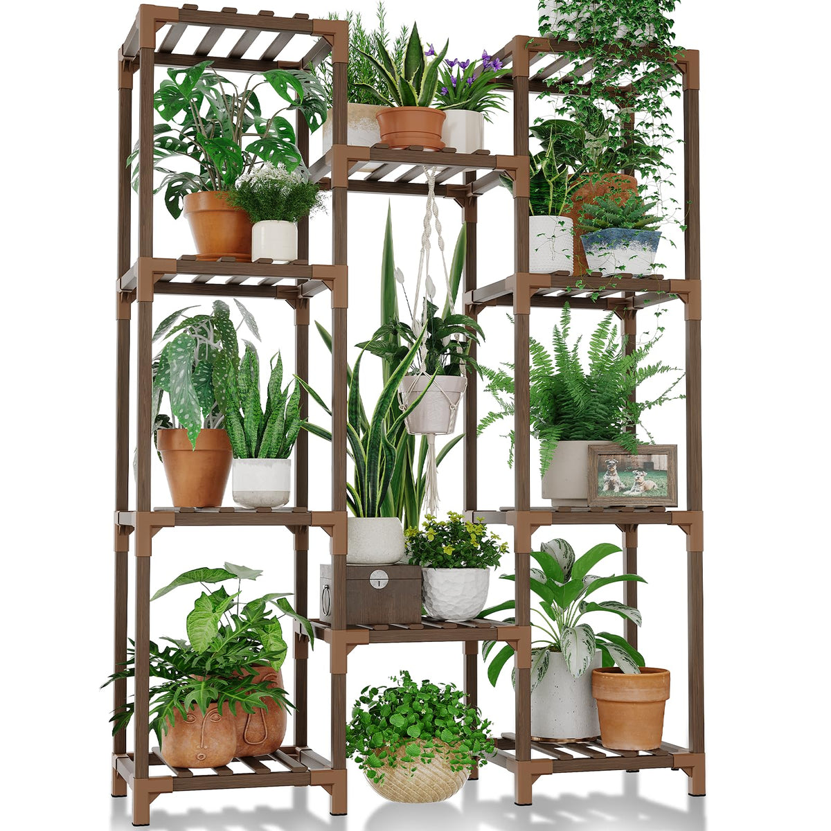 Bamworld Plant Table with ten shelves for versatile indoor display