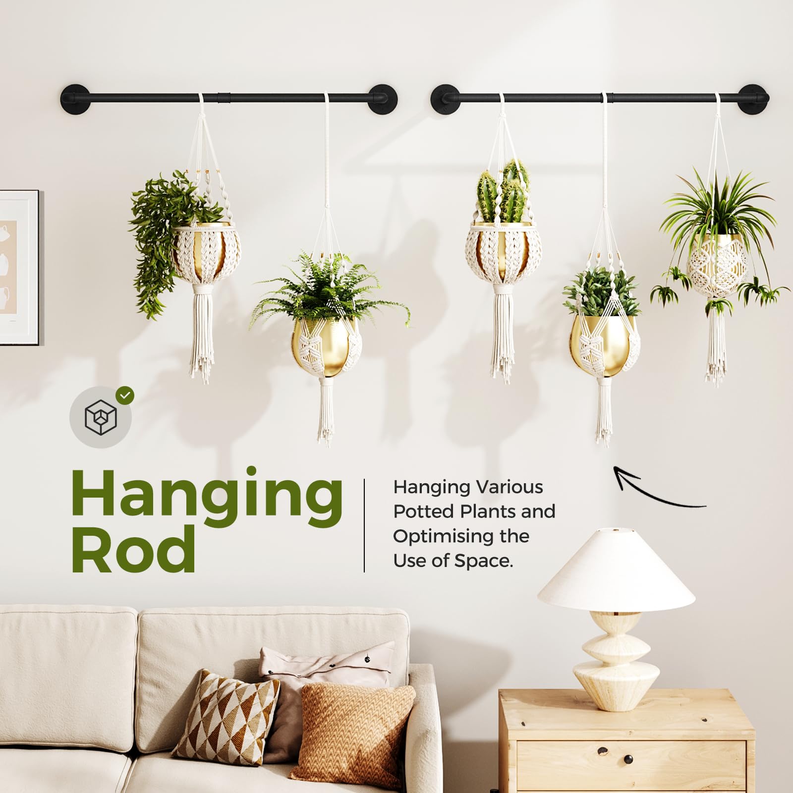 Bamworld planter hanger assembly with included hardware enables easy setup.