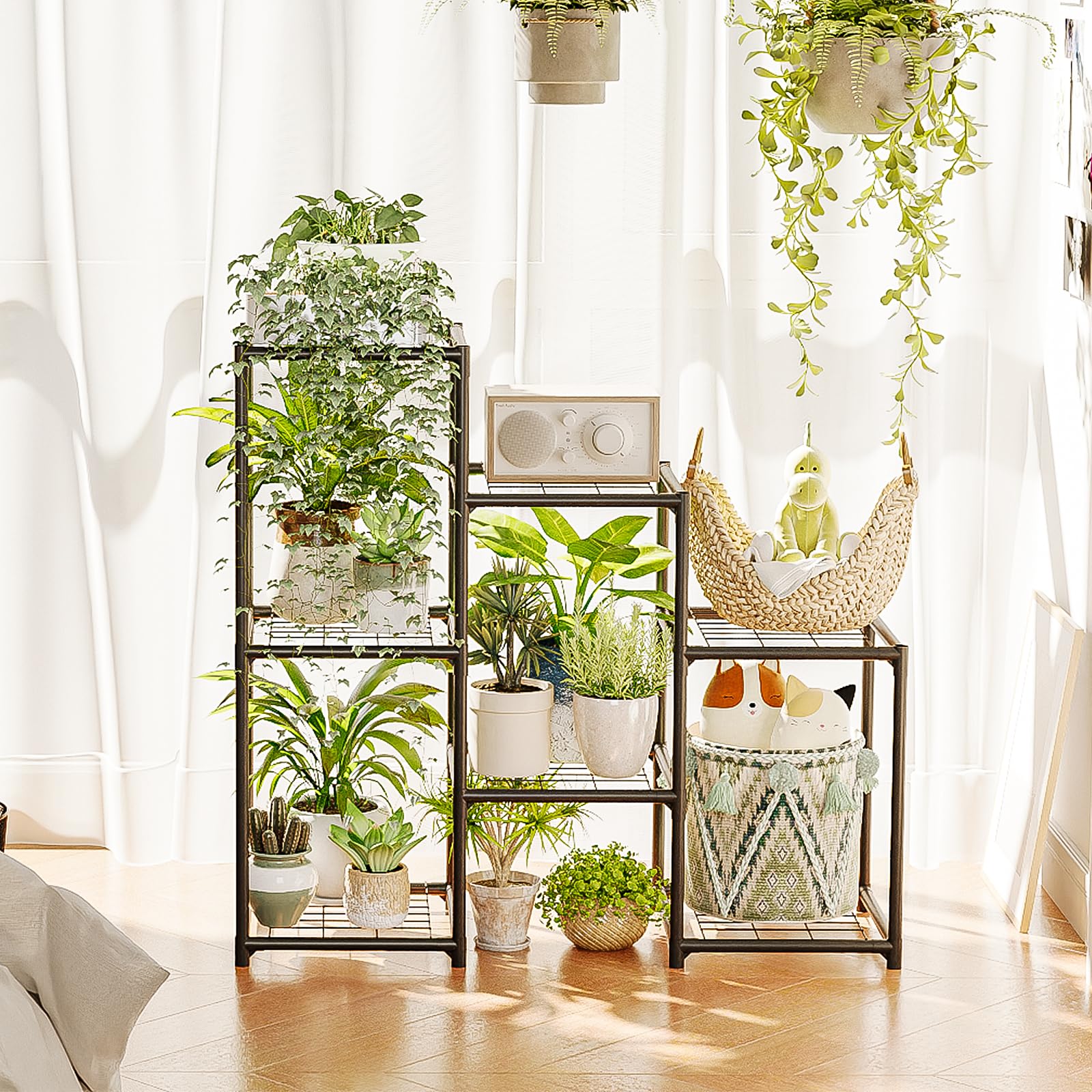 Bamworld spacious 3-tier design accommodates seven or more pots for plant lovers