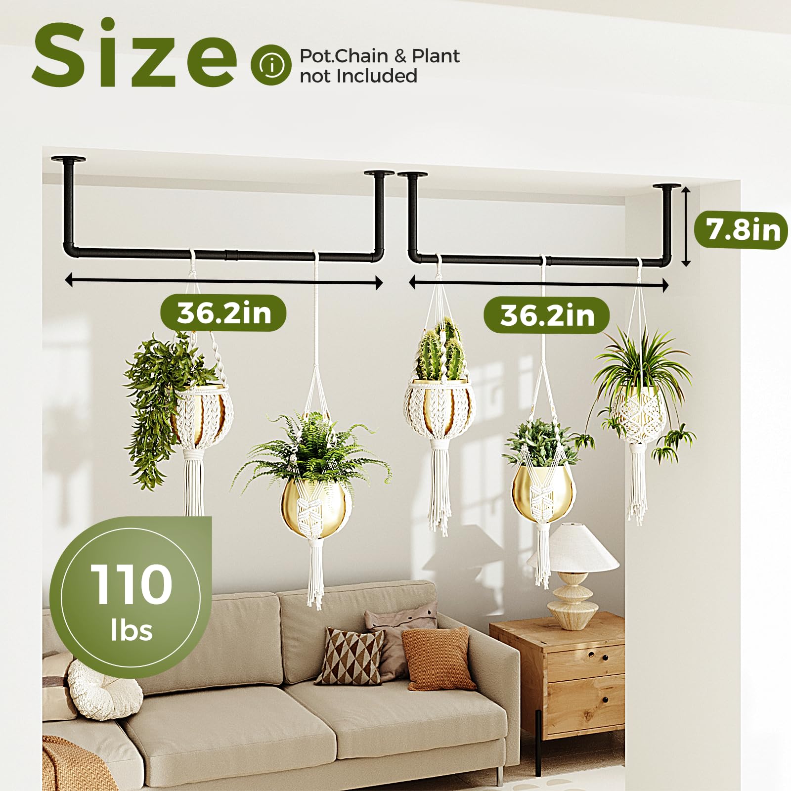 Bamworld hanging planter helps save space in kitchen and living areas.