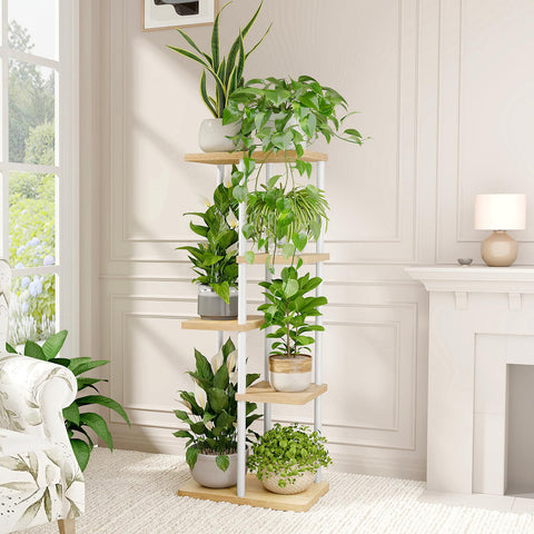 Bamworld sturdy metal plant stand shows robust construction for stable indoor shelves.
