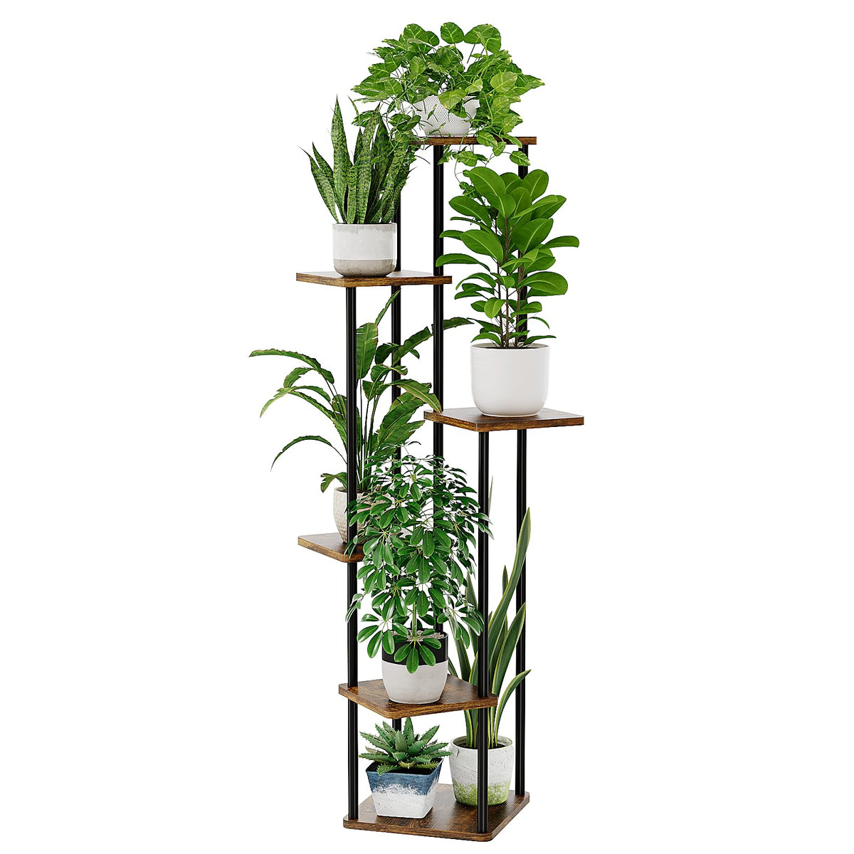 Bamworld tall plant stand 6-tier corner display for organized greenery