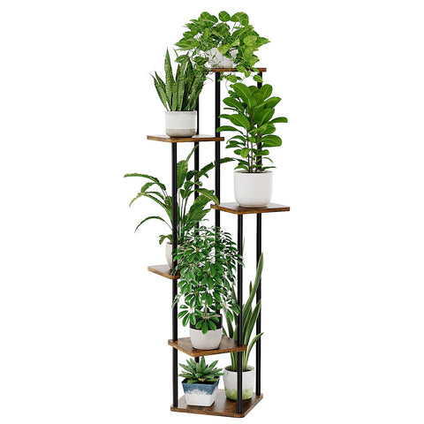 Bamworld tall plant stand 6-tier corner display for organized greenery