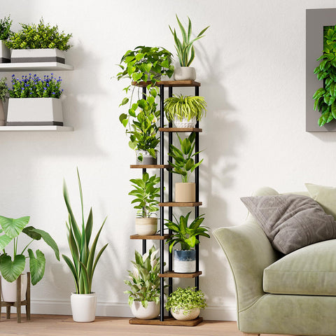 Bamworld 7-tier stand demonstrates easy assembly and durable brown finish.