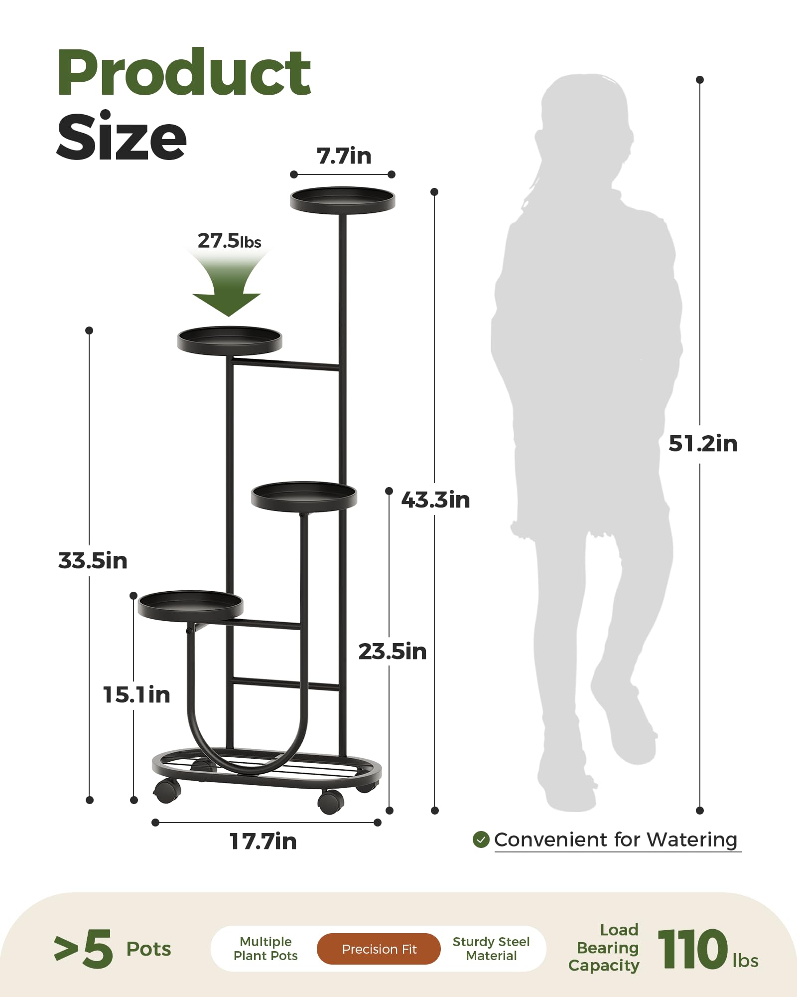 Bamworld tall plant stand all-weather design suitable indoors and outdoors