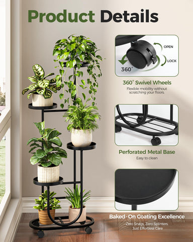Bamworld tall plant stand anti-slip edging keeps pots secure during movement