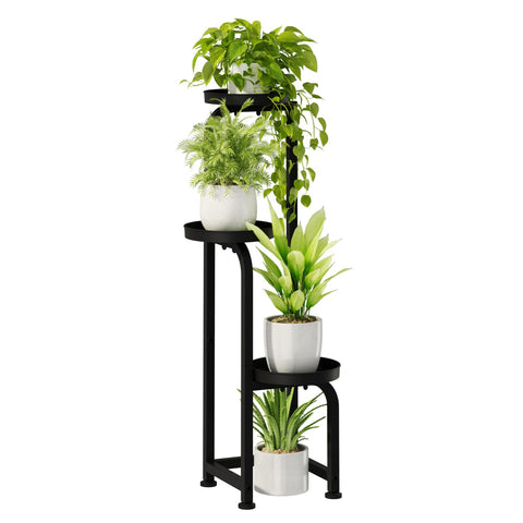 Bamworld tall plant stand corner view, space-saving design for tight rooms.