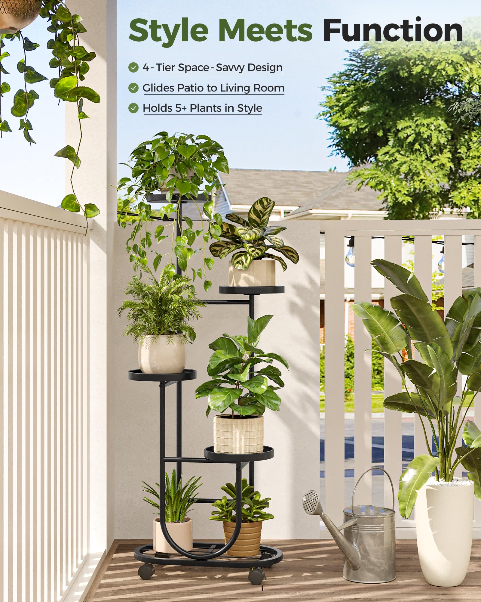 Bamworld tall plant stand durable carbon steel withstands daily use