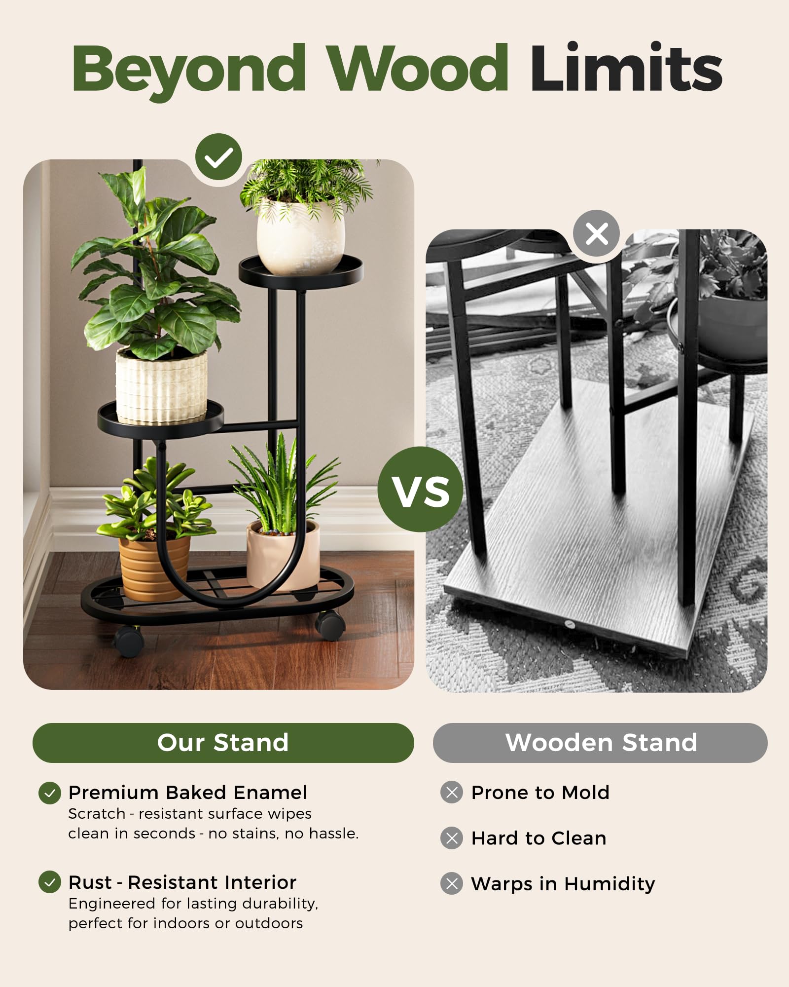 Bamworld tall plant stand corner decor for balconies and living rooms