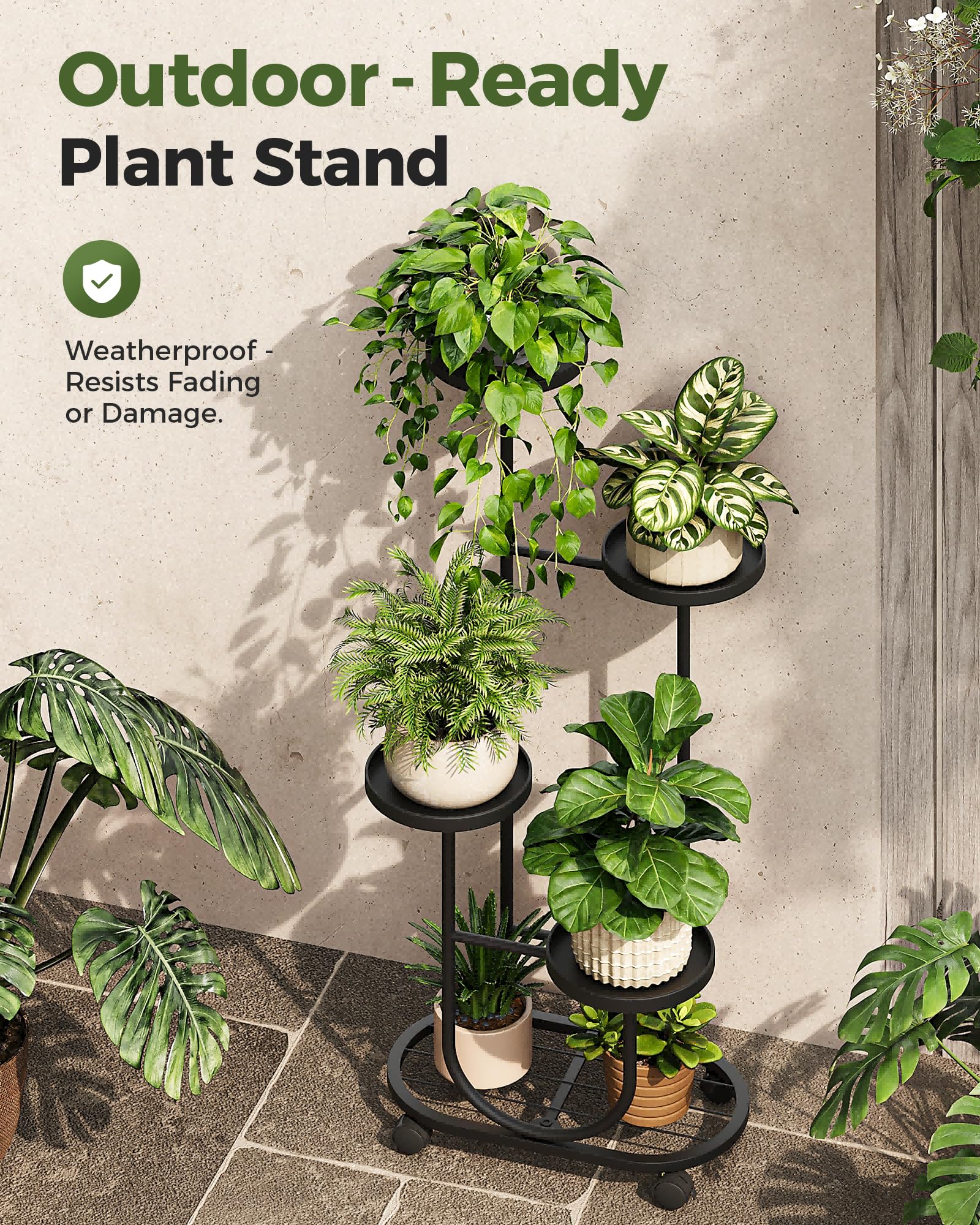 Bamworld tall plant stand multi-tier holds several pots neatly