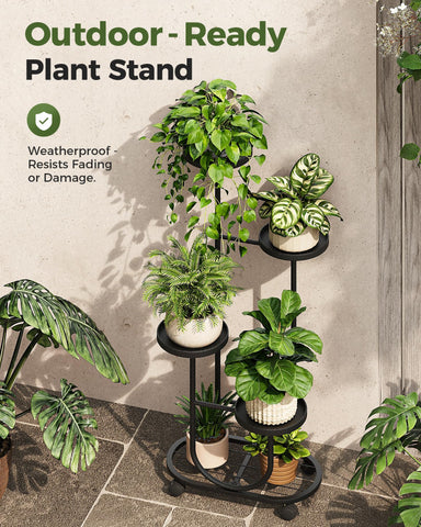 Bamworld tall plant stand multi-tier holds several pots neatly