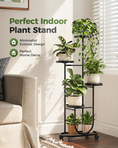 Bamworld tall plant stand wheels enables easy rearrangement across rooms