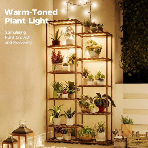 Bamworld tall plant stand wood finish adds natural warmth to any living space.