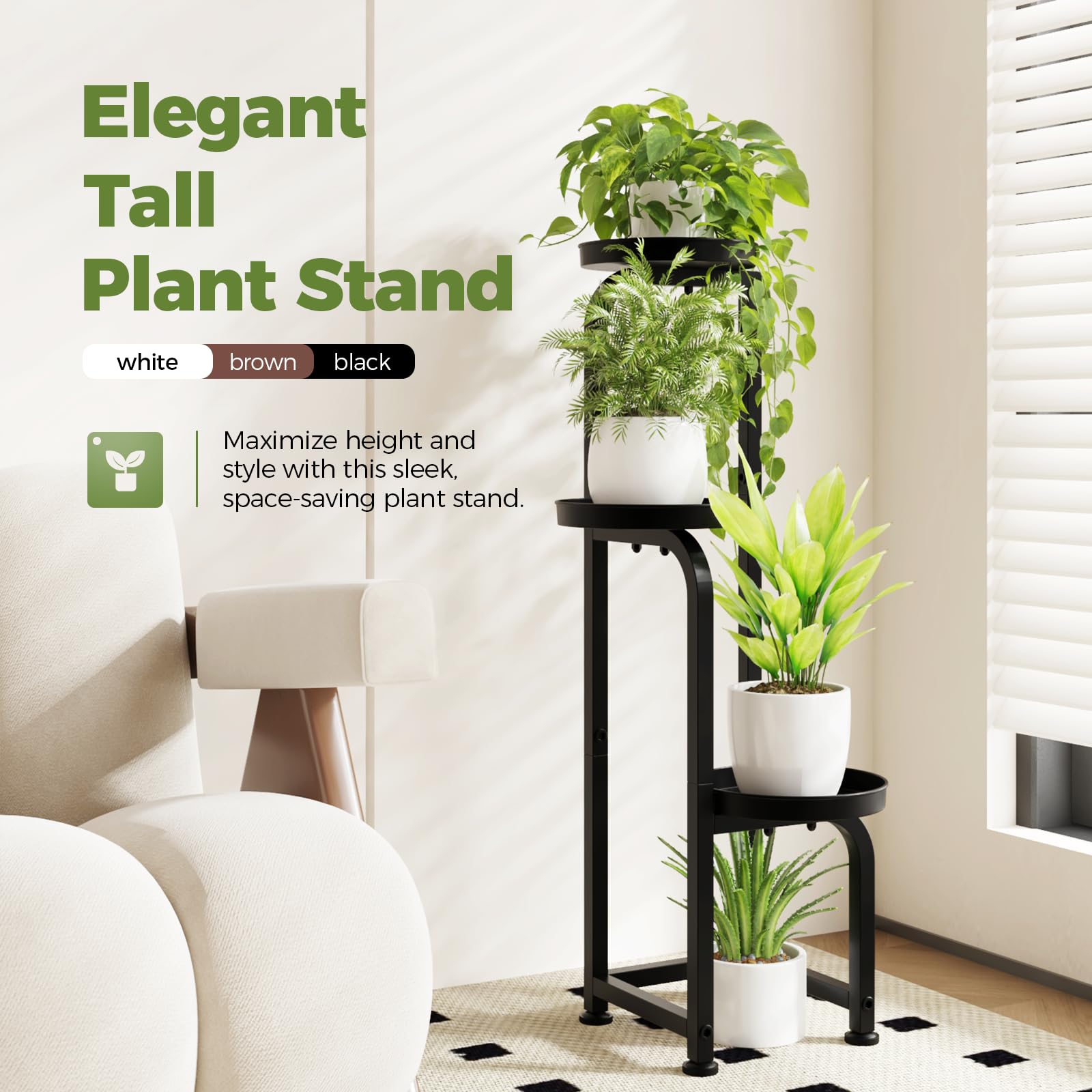 Bamworld three-tier plant shelf outdoors, ideal for patio gardens.