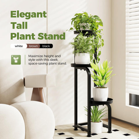 Bamworld three-tier plant shelf outdoors, ideal for patio gardens.