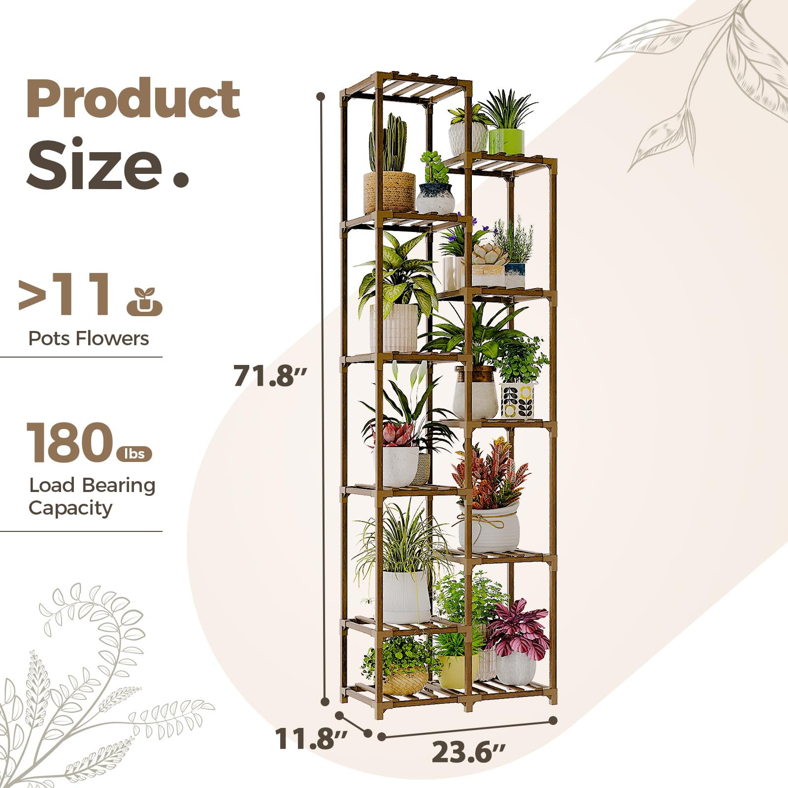 Bamworld vertical garden shelf helps organize plants with decorative impact.