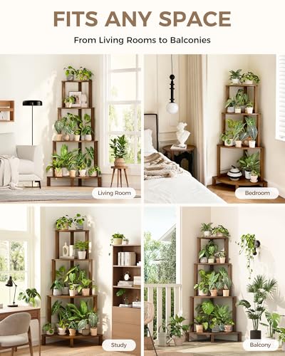 Bamworld wooden indoor/outdoor plant rack for versatile plant displays
