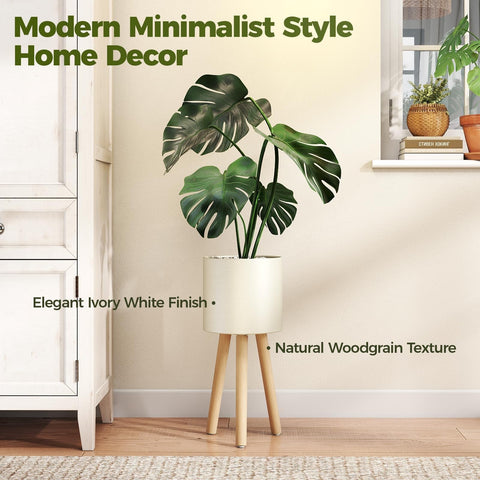 Bamworld wooden legs ash wood stand highlights natural texture and stable plant display.