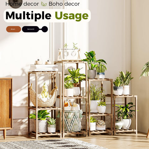 Bamworld wooden plant holder shows easy DIY assembly for a personalized display.