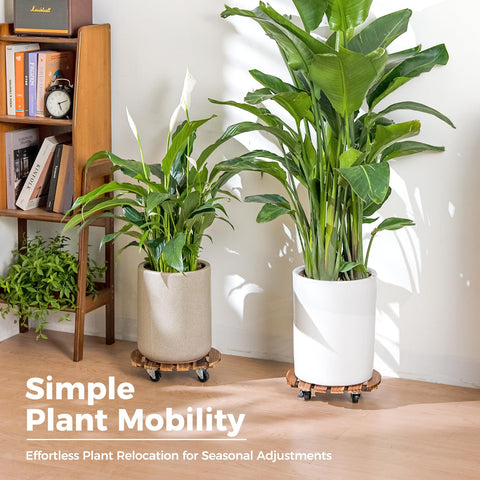 Wooden plant stand showcases natural texture to complement outdoor spaces.