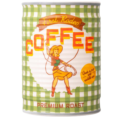 Ban-do novelty ceramic planter coffee can on kitchen counter for playful decor.