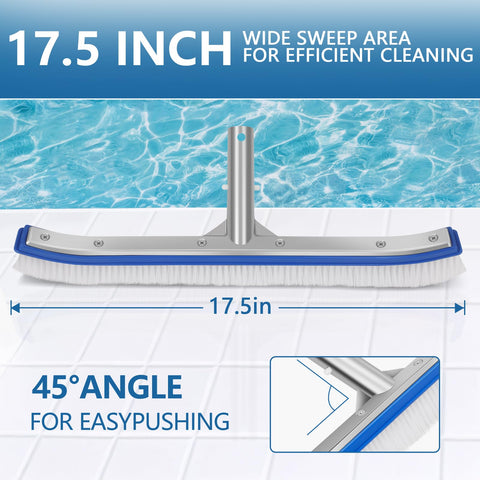 Banax pool brush head aluminum-back offers durable, rust-resistant construction.